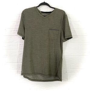 Lululemon Up Front Short Sleeve V-Neck Heathered Fatigue Green/Black Size Small